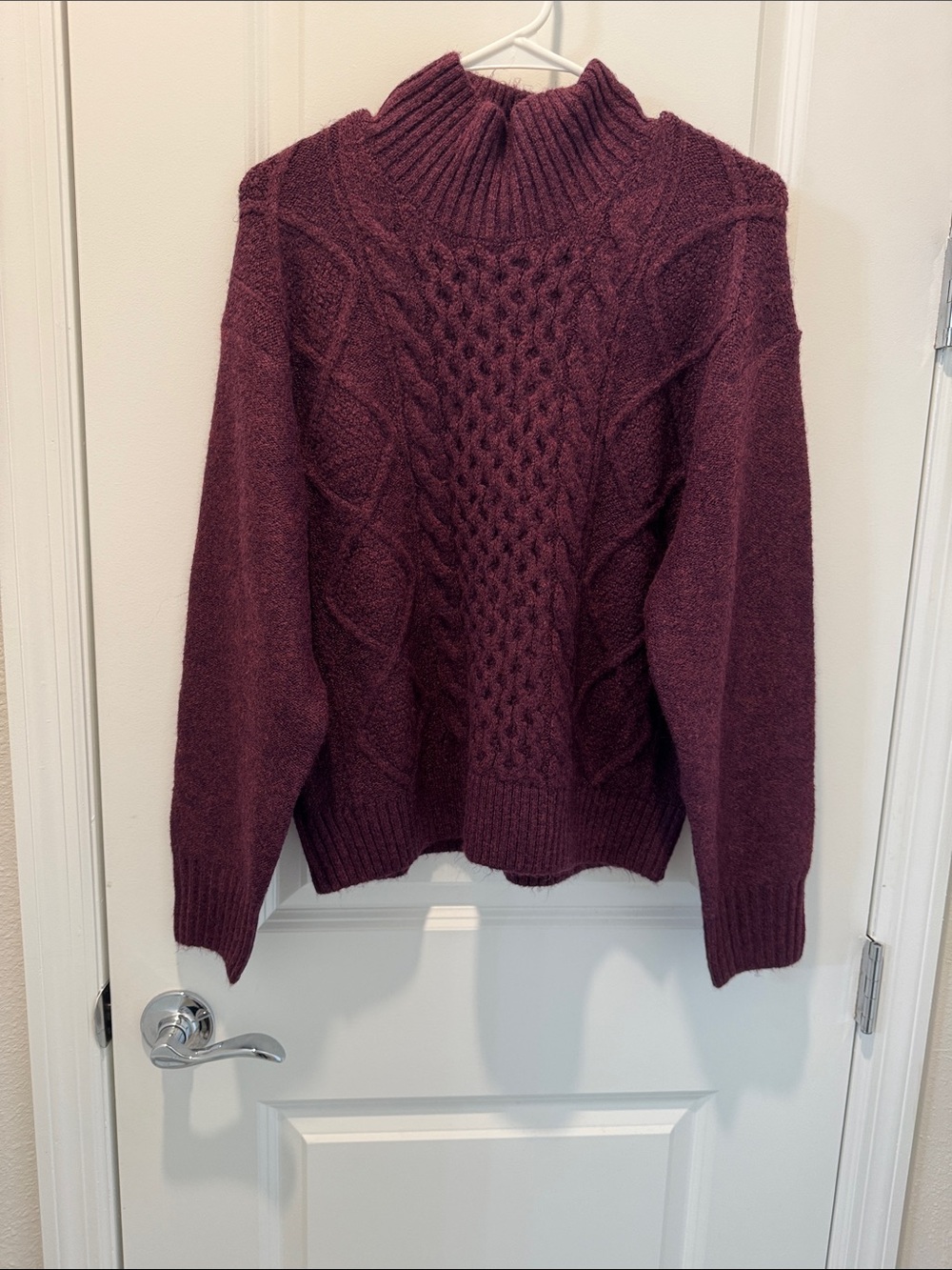 GAP Plum Cable Knit Turtleneck Sweater